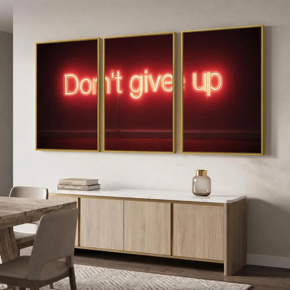 Don't Give Up Motivational Quote Painting Calligraphy Canvas Poster Set Wall Art Print for Living Room Bedroom Home Modern Decor