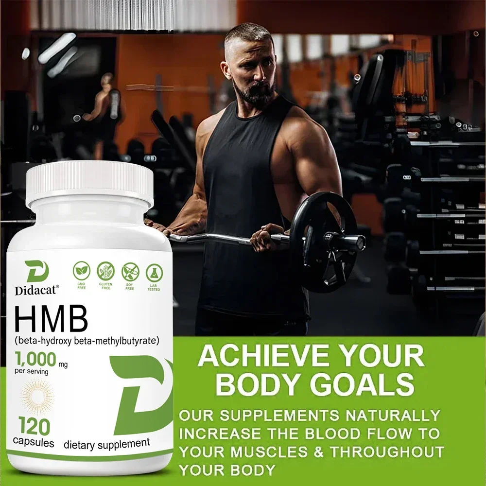 HMB Supplement for Muscle Growth, Retention and Lean Muscle Mass, Energy, for Men, Vegetarian Capsules