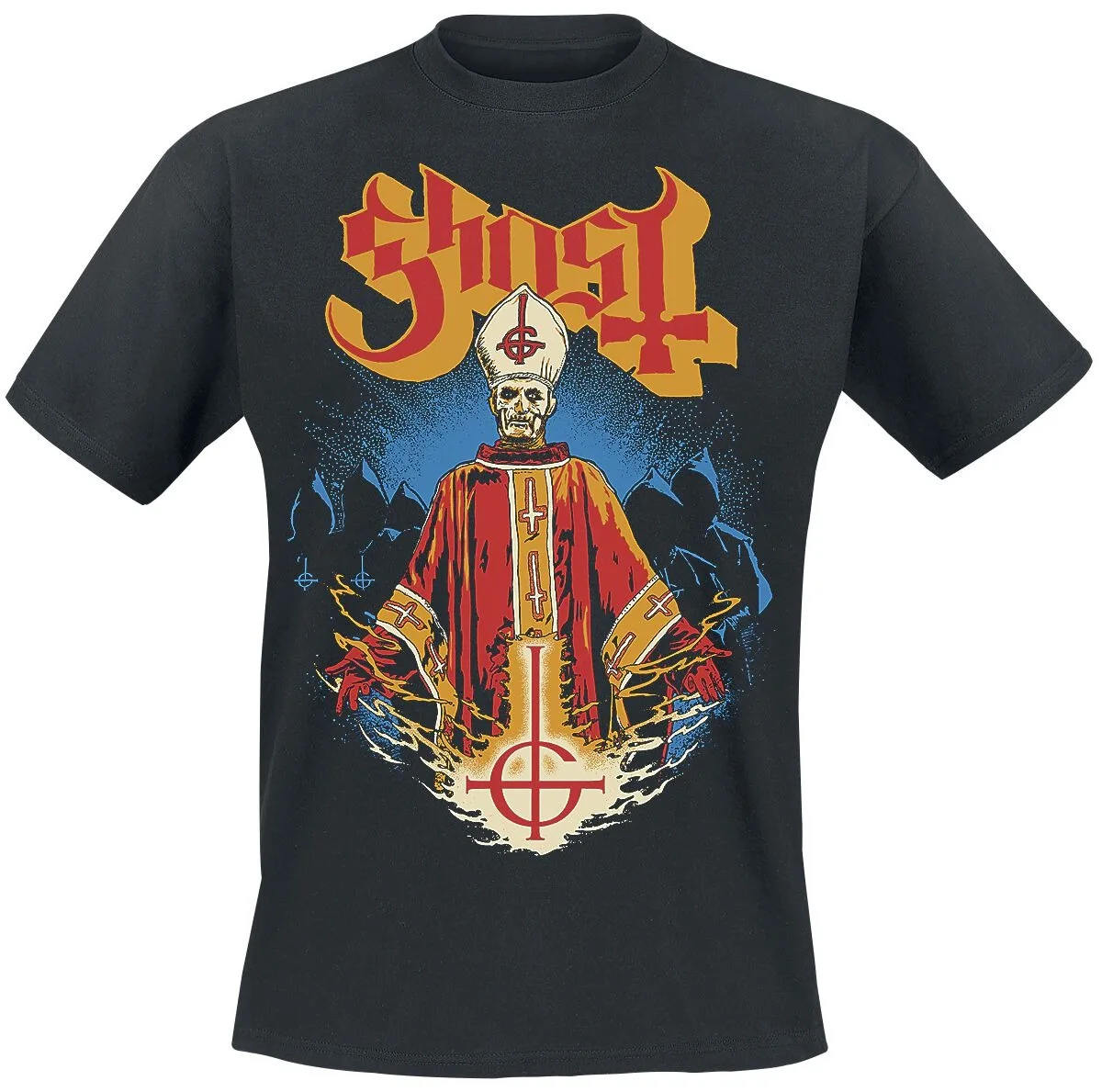 Ghost Papa Emeritus Gothic Print T-Shirt, 100% Baumwolle Unisex, Heavy Metal Satanic Theme Streetwear, Lässiges Grafik-T-Shirt für Fans