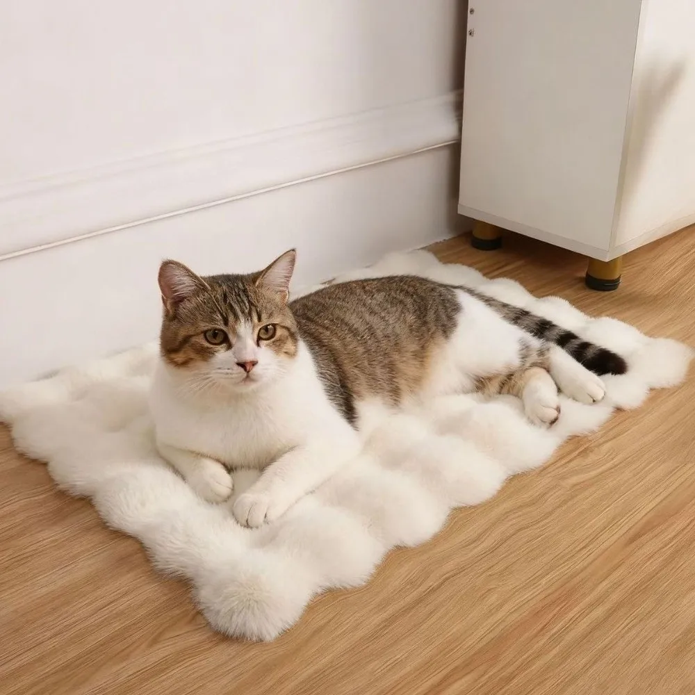 D9 Winter Warm Pet Sleeping Mat Thickened Design Cloud Bubble Texture Cat Kneading Pad Multi-Scenario Use Soft Fluffy Pet Mat