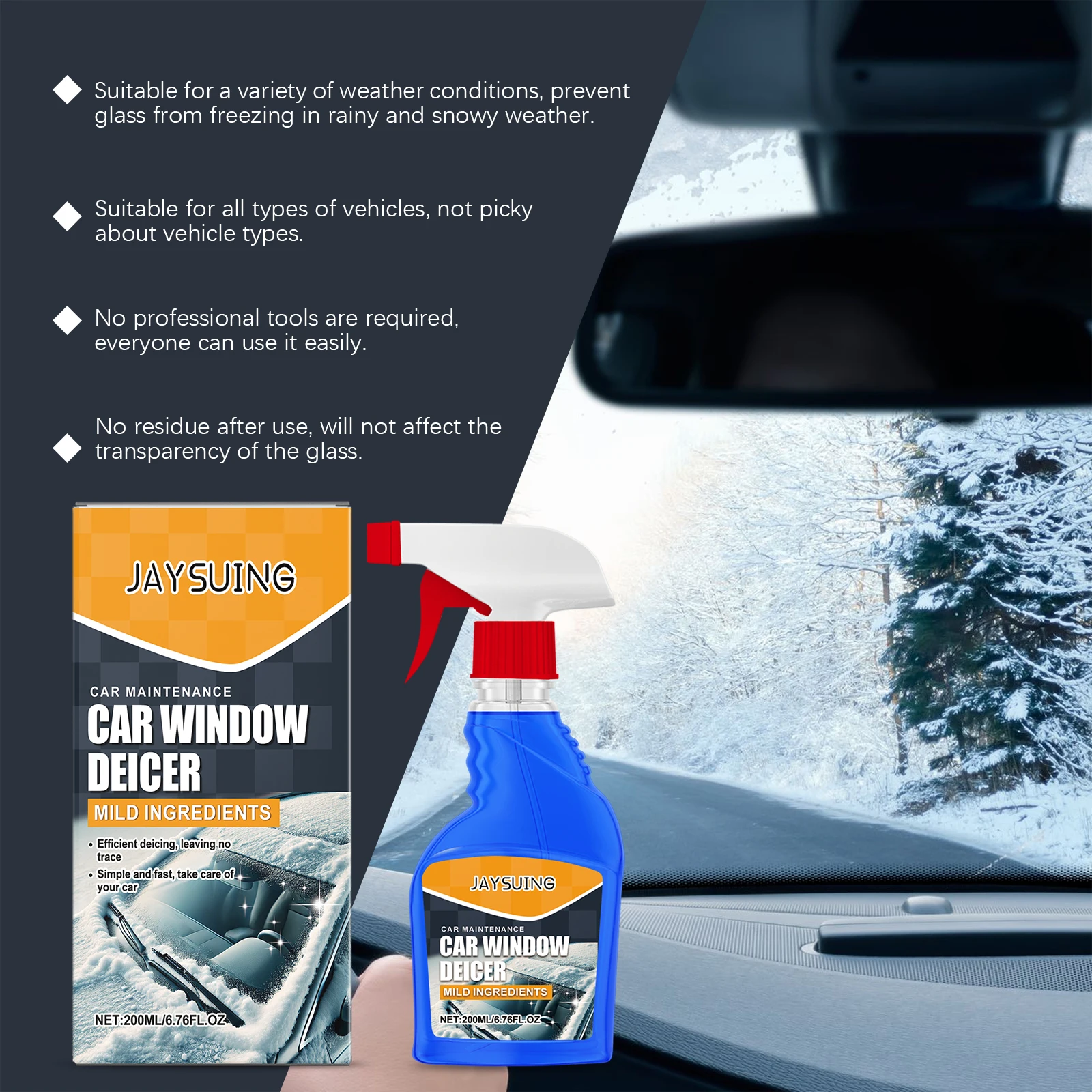 نافذة السيارة وكيل إزالة الجليد لحظة مكافحة الضباب وإزالة الجليد الغبار رؤية واضحة الشتاء نافذة السيارة إزالة الجليد رذاذ الملحقات