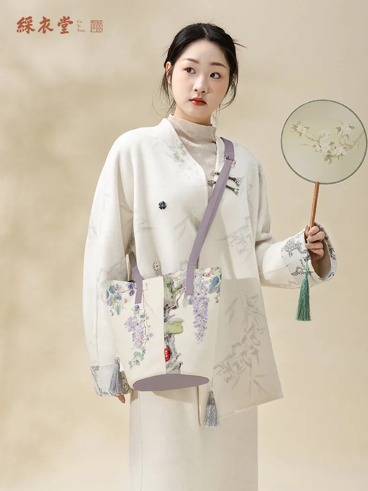 

Новая китайская сумка-ведро Guofeng с узором глицинии, женская сумка через плечо, портативная сумка для поездок на работу, весенний товар, подарок