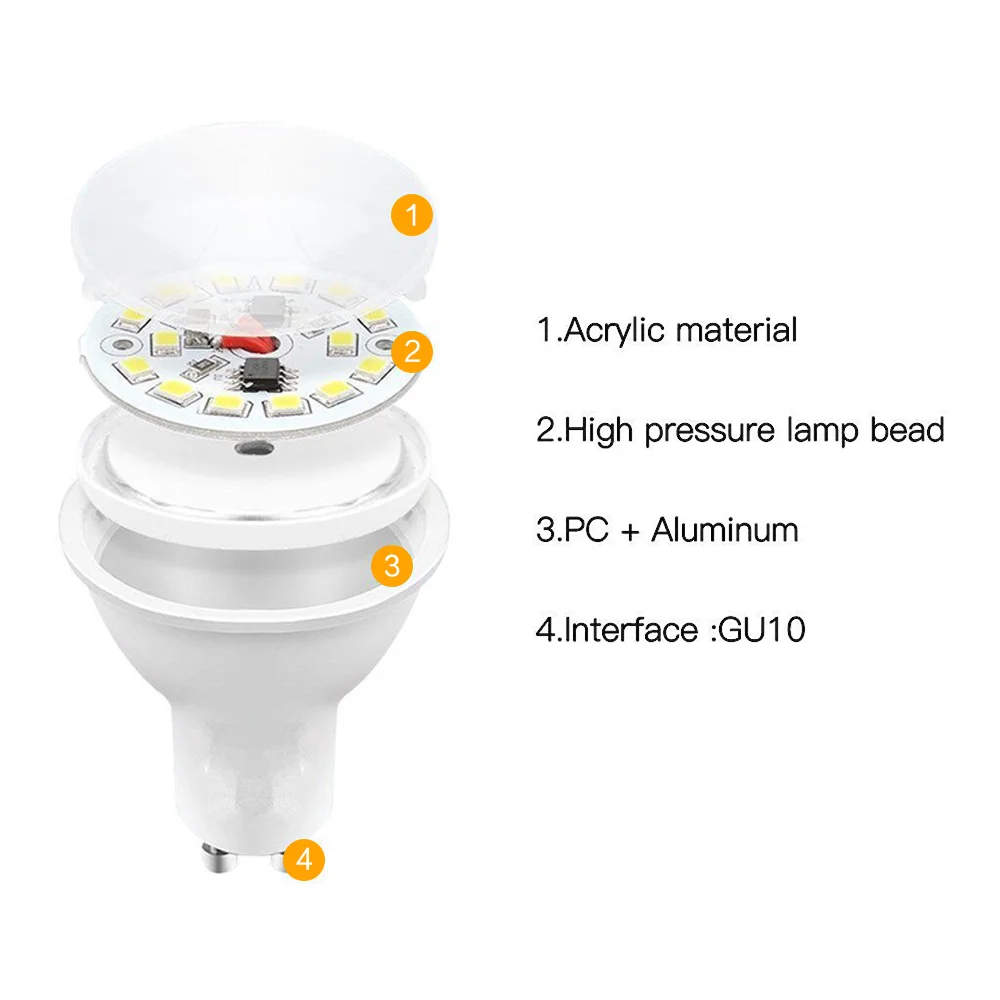 Ampoule LED GU10, 5W/7W, 220V, résistant à 120, angle de faisceau élevé, lampe, 10 pièces