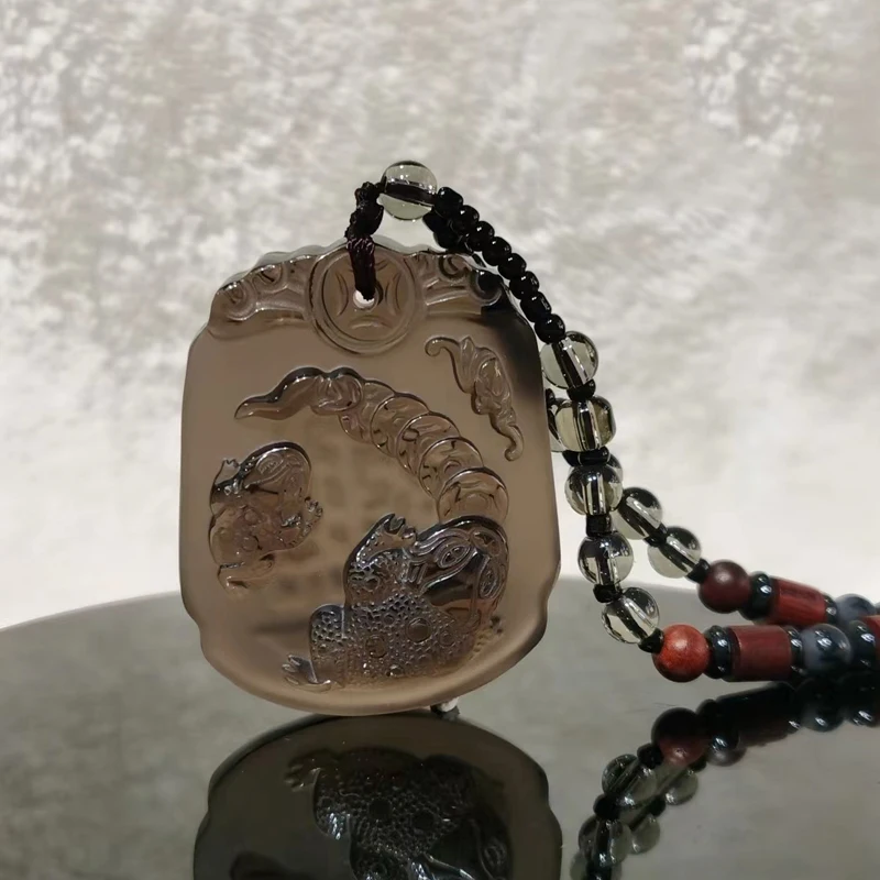 Natural Ice Obsidian Carved Toad Pendant Men And Women's Boutique Sweater Chain Accessories Free Necklace Gift