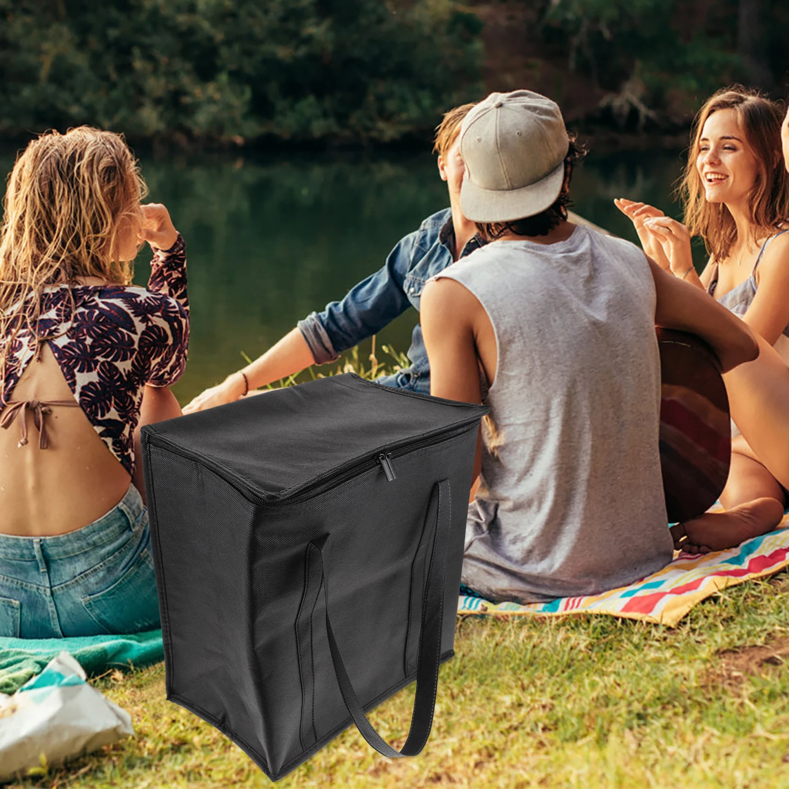 

Large Capacity Insulated Food Delivery Reusable Thermal For Takeaway Non-Woven Aluminum Foil Material Food Safety Grocery