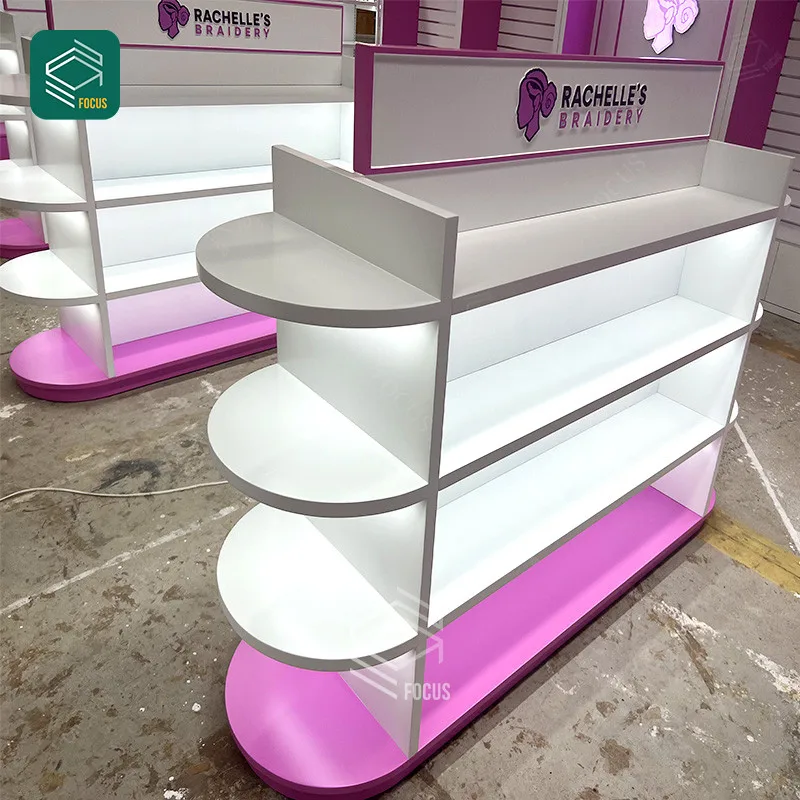 Custom.Supplies كشك مستحضرات التجميل عرض خزانة أرفف صالون التجميل مستلزمات الشعر متجر الجمال شعر مستعار عداد #2