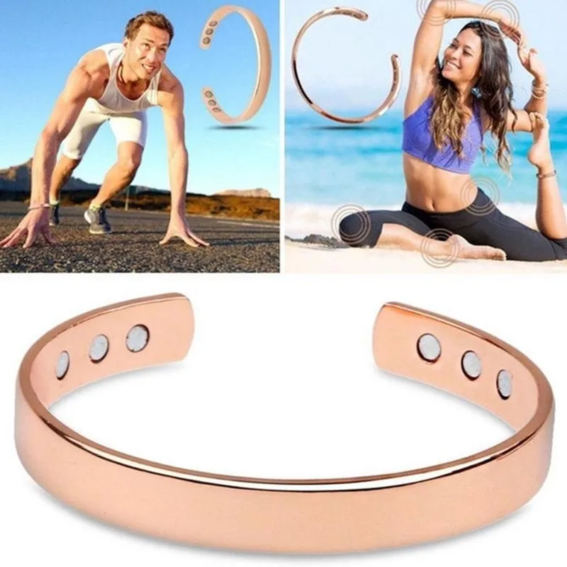 Magnetic Open Bracelet Rose Gold Healing Biotherapy Bracelets Stimulation Acupoint Burning Fat Slimming Body Health Care Ring