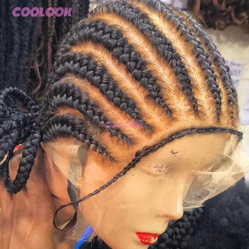 36 "شعر مستعار اصطناعي كامل الدانتيل شعر مستعار مضفر للنساء كورنو شعر مستعار مضفر
