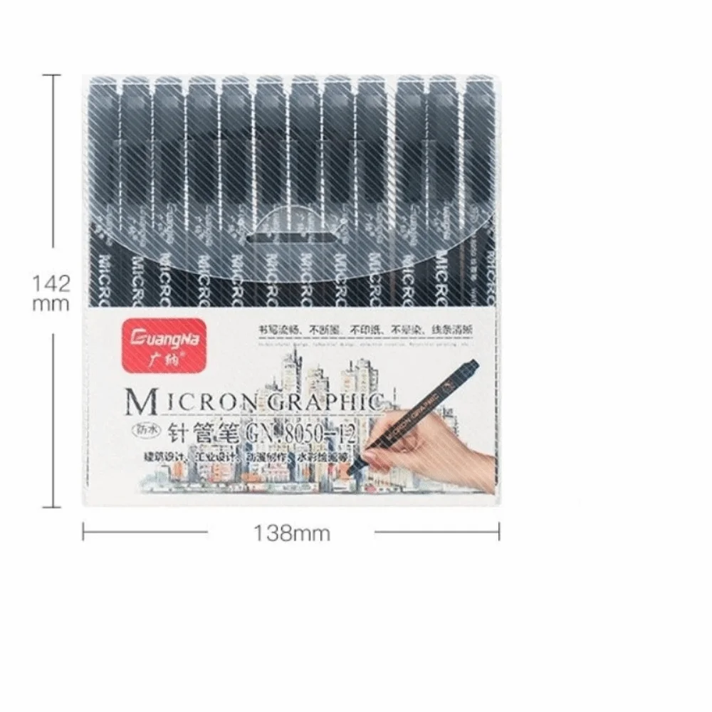 

12PCS Waterproof Ink Micron Liner Pens Smooth Inking Fadeproof Comic Drawing Tools Lightweight Fine Micron Nib Anime Sketch Pens