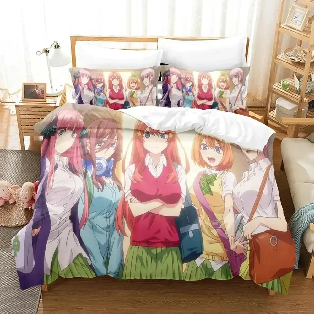Luxury New 3D Print Anime Quintessential Quintuplets Bedding Set Duvet Cover Bed Set Quilt Cover Pillowcase Queen Boys Adult