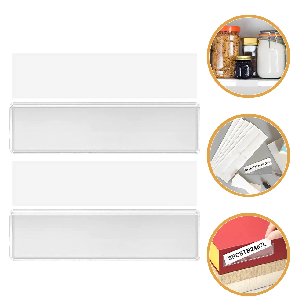 

30 Set Waterproof Transparent Adhesive Label Holder Name Tag Pockets for Desks Labels Bagged Basket Pvc