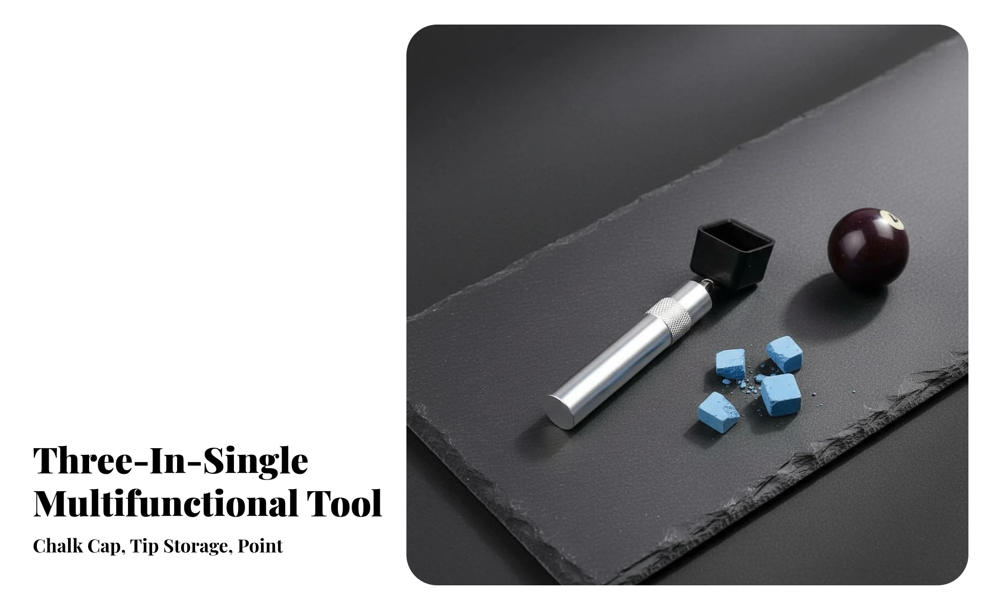 Billiard Cue Tip Scuffer Aerator with Chalk Holder 3-in-1 Multifunctional Repair Tool for Pool Stick Maintenance