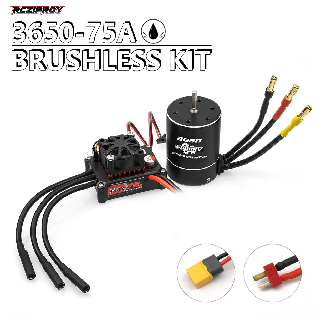 

RC Brushless Waterproof Power Combo 75A/480 ESC 3650 3.175mm Shaft for 1/10 SCX10 TRX4 RC Car Truck Racing/Off-Road/High-Speed ​