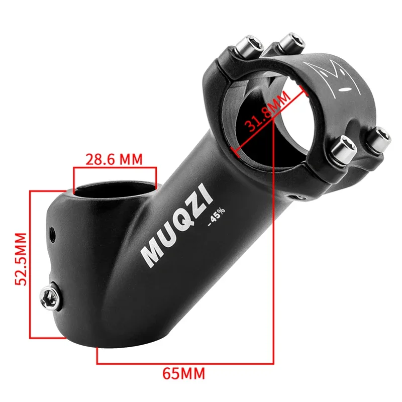 MUQZI 31.8 Bike Stem MTB Stem 45 Degree 65mm For 31.8mm Road Folding BMX Mountain Bicycle Handlebar DROPSHIPPING