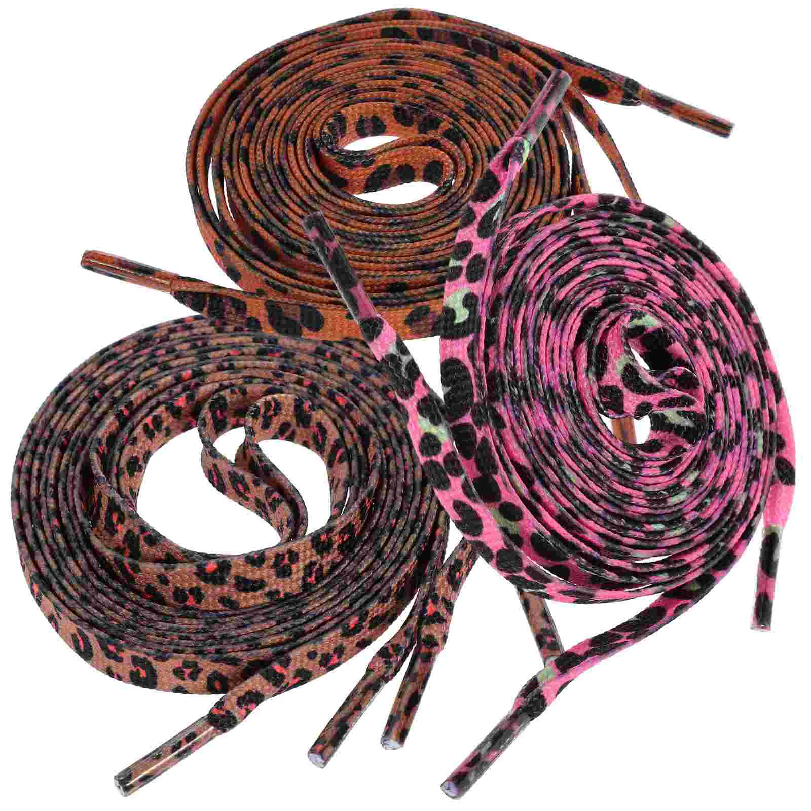 Cordones con estampado de leopardo para zapatillas de deporte, cordones decorativos planos de poliéster, 3 pares