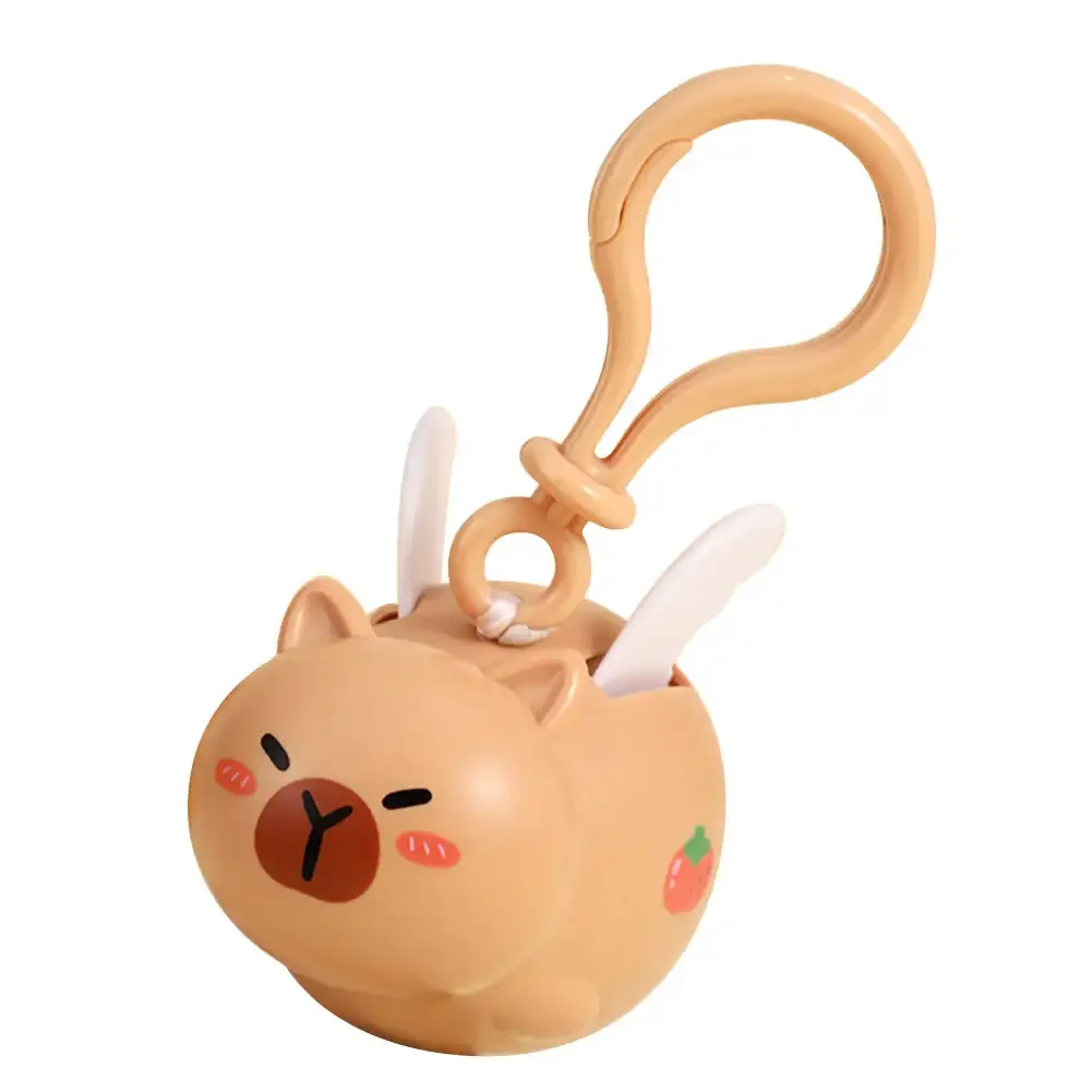 1PC Elastic Retractable Pull Key Chain Cartoon Fly Capybara Kawaii Doll Toys Key Ring Hanging Telescopic Keychain for Baby Kids