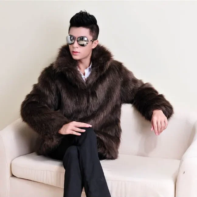 2024 Autumn Winter New Men\'s Jacket Korean Short Fur Coat Solid Color Fox Hair Imitation  Large Plush Leather  A216