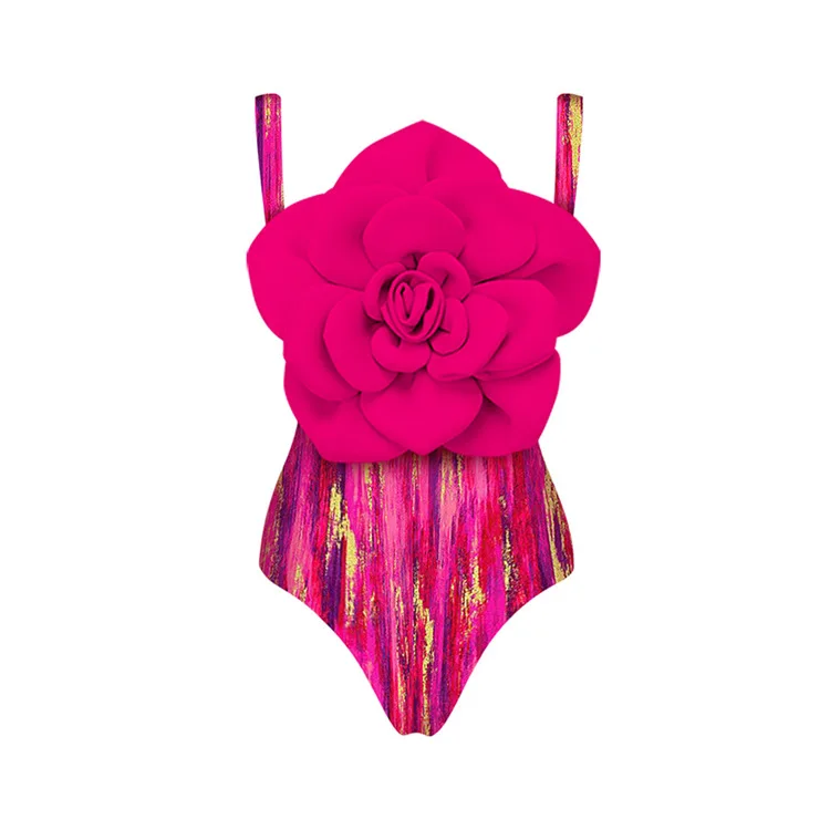 Costume da bagno donna 3D Flower costume intero da vacanza al mare gonna costume da bagno