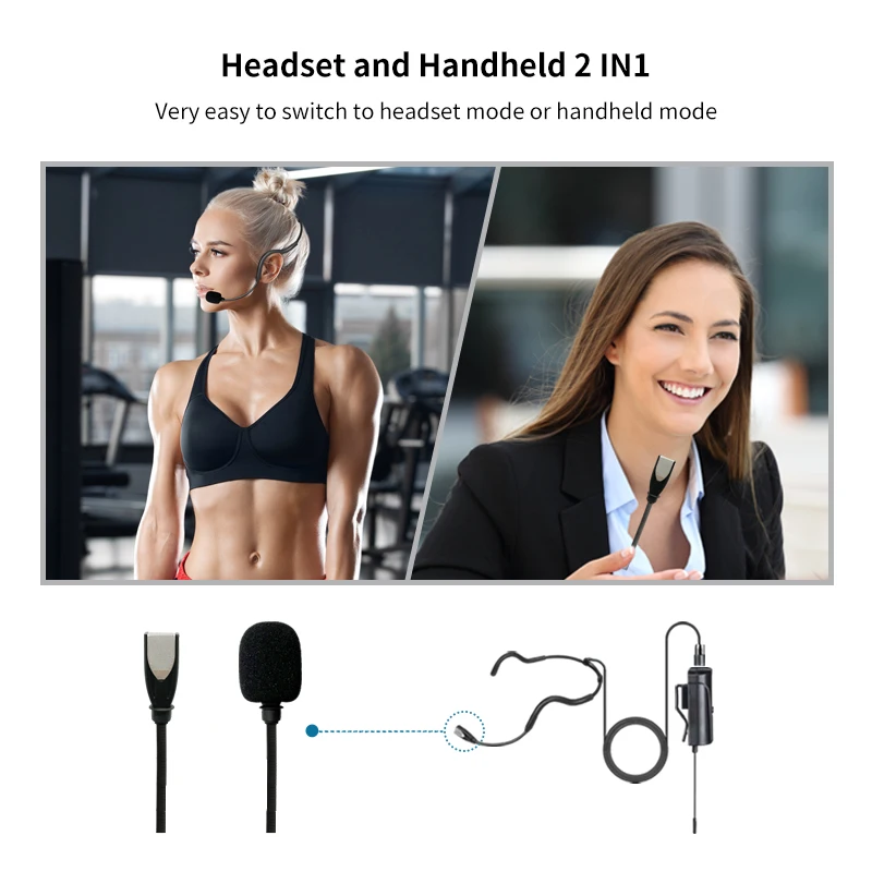 Imagem -02 - Microfone à Prova d Água Portátil Fitness Instrutor Mic Headconjunto Rádio Sistema sem Fio Gym Trainer Dança Outdoor Ensinar Acemic