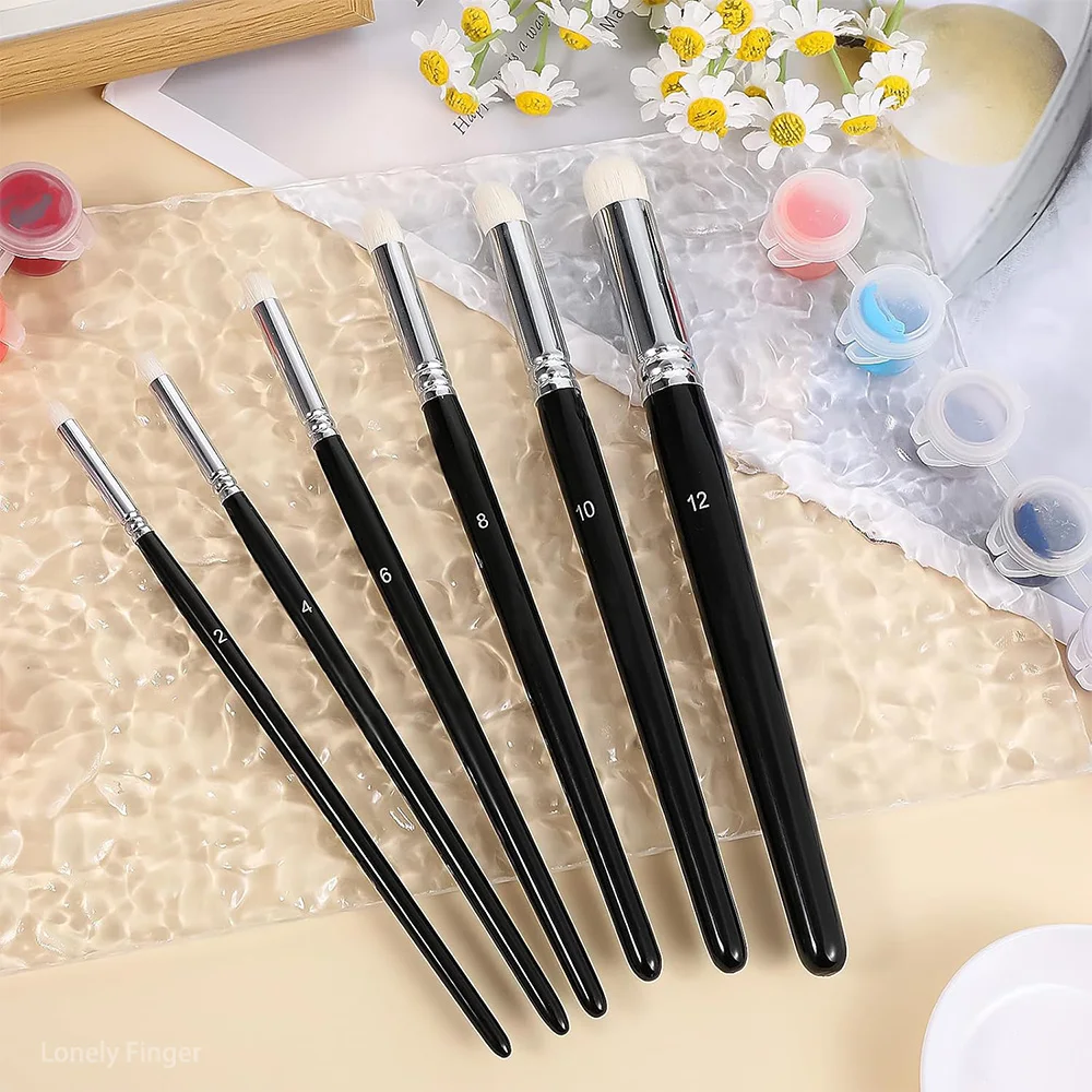 مجموعة فرش جفاف، مجموعة فرش طلاء تفاصيل هواية مكونة من 3/6/10 قطع للرسم الفني من السيراميك نموذج زيت ألوان مائية مصغر #6