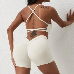 2024 1/2PCS Pad Suede Nude Yoga Set Workout Legging Women Gym Pant Fitness Running Fitness Active Shorts Sport Exercise Suits