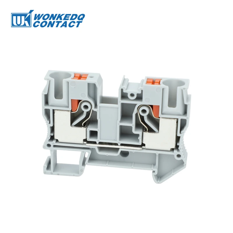 PT10 Push-in Terminal Block Din Rail Wire Electrical Connector 10mm² Spring Screwless Feed-Through Strip Plug PT-10