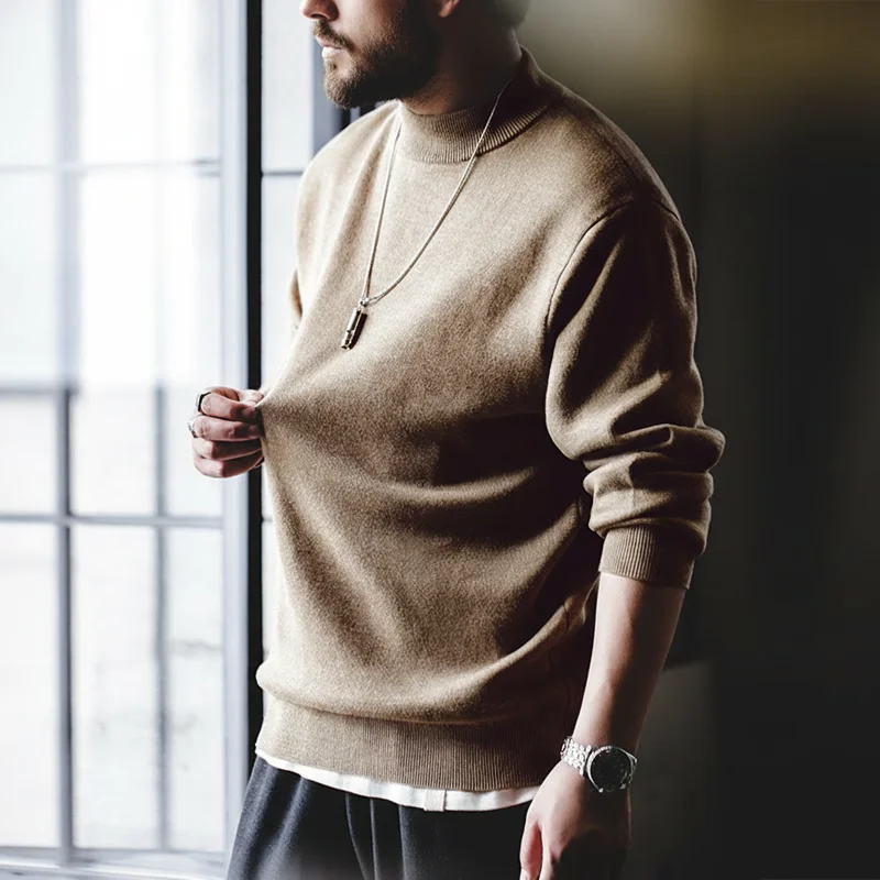 

Maden осень-зима, новый стандартный крой, 12-метровый свитер, мужские пуловеры с полуводолазкой, трикотаж, однотонная теплая нижняя рубашка