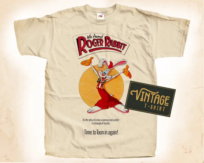 

Who Framed Roger Rabbit V1 T shirt Tee Natural Vintage Cotton Movie Poster Beige All Sizes