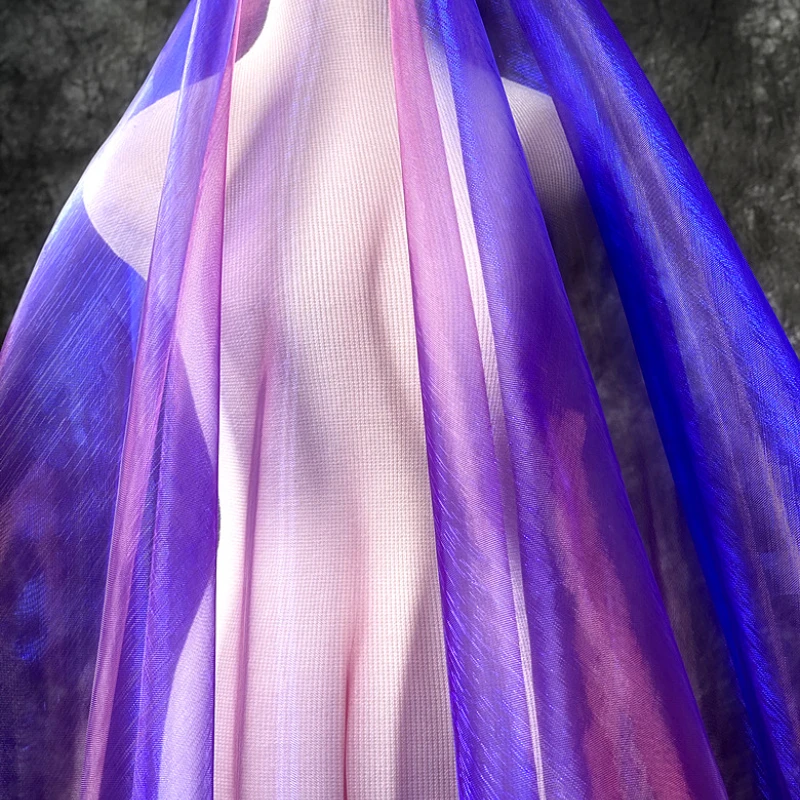 Phantom Organza Fabric Multi Color Gradient Designer Cloth for Dresses Wholesale Apparel for Diy Sewing Material