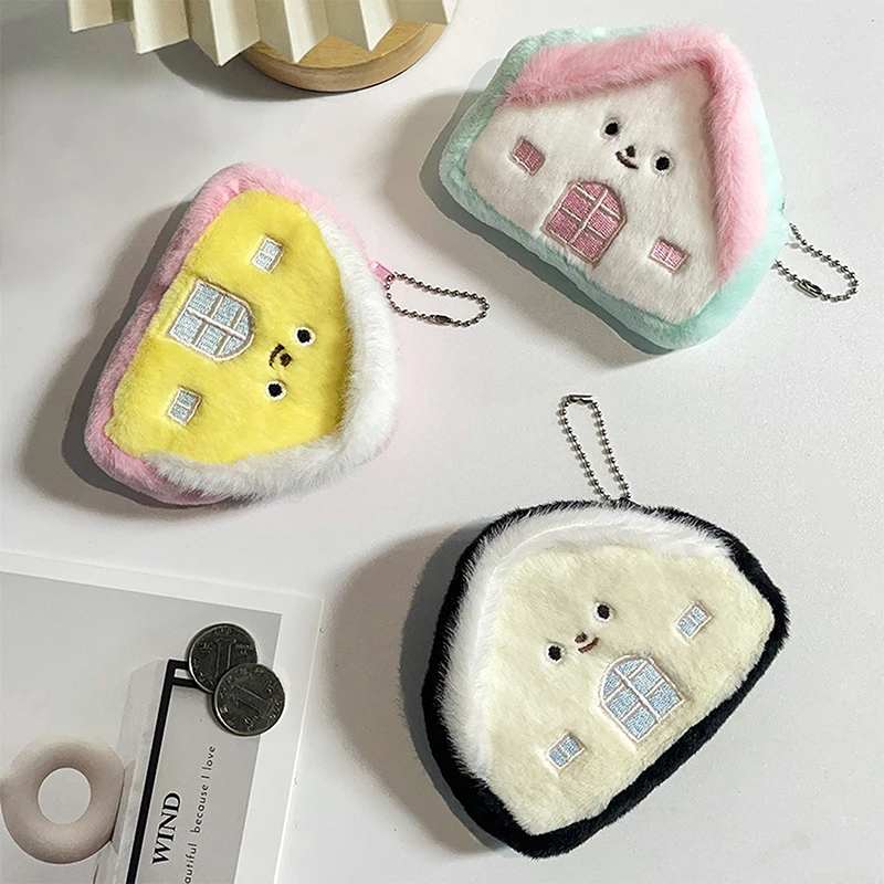 1PC Kawaii Cartoon Klein Huis Pluche Nul Portemonnee Meisje Leuke Munt Portemonnee Sleutel Opbergtas Kindervakantie Feestcadeaus