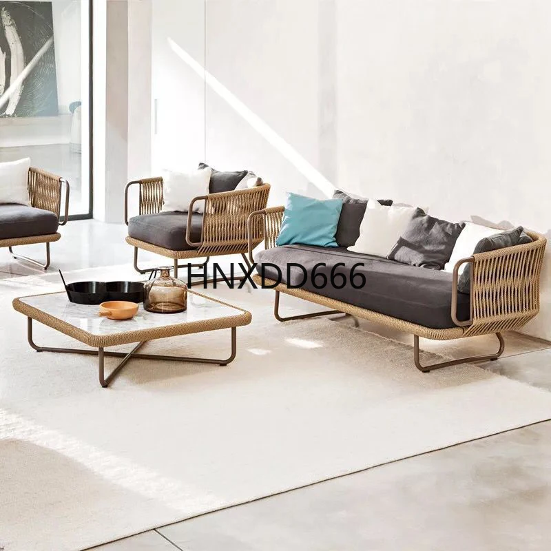Nordic Freizeit Minimalistisches Design Gartensofas Moderne Einfachheit Innenhof Villa Gartensofas Kunst Gartenmöbel Divano