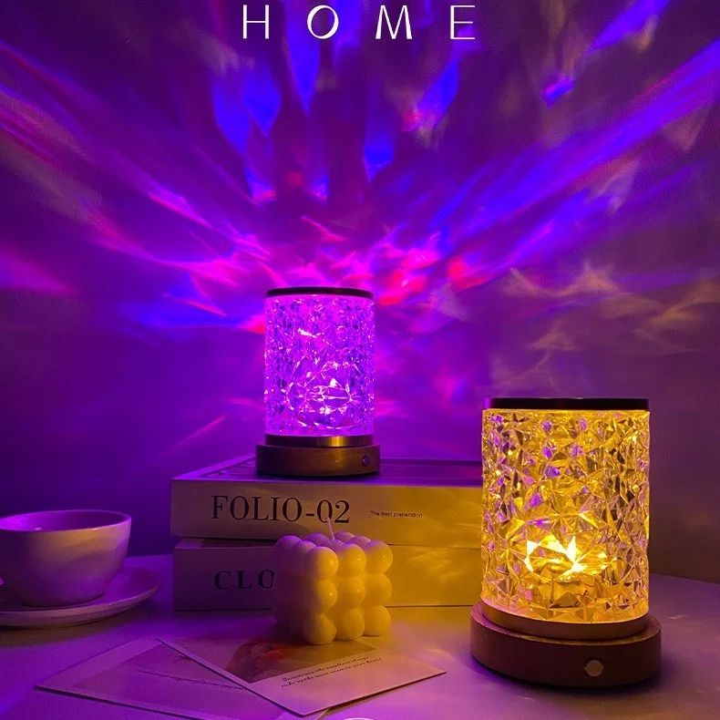 Lampu meja pengisi daya Ripple, lampu tidur, lampu suasana tidur di samping tempat tidur kamar tidur, lampu suasana romantis untuk pasangan