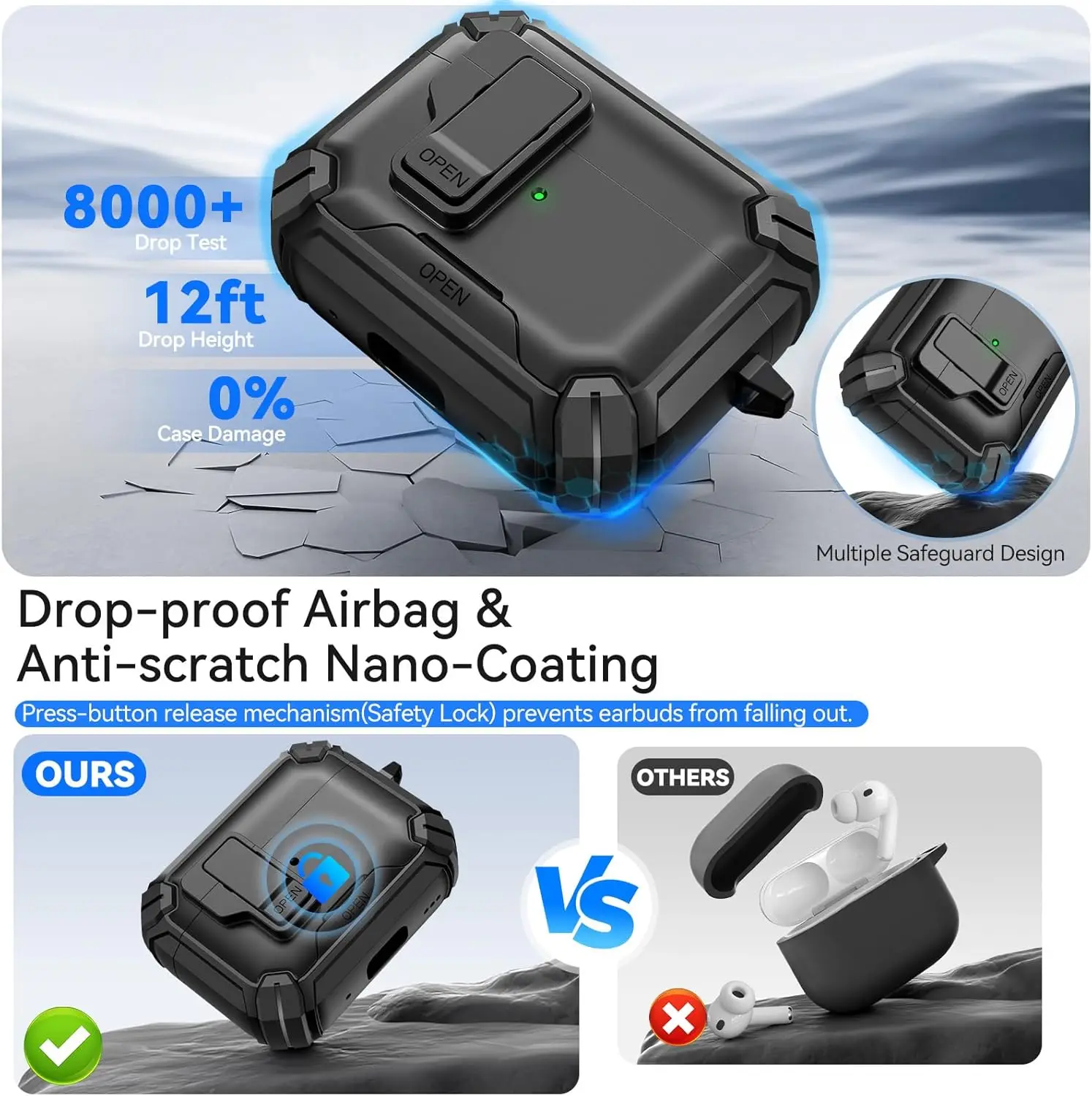 Phone Stand Case for AirPods Pro 3 with Lanyard and Keychain Magnetic Automatic Lock Design Cover for AirPods Pro 3rd Generation