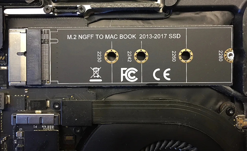 Macbook air pro retina 2013-2017 nvme/ahci ssd用アダプターカード,m.2,アップグレード済み,a1465,a1466,a1398,a1502用