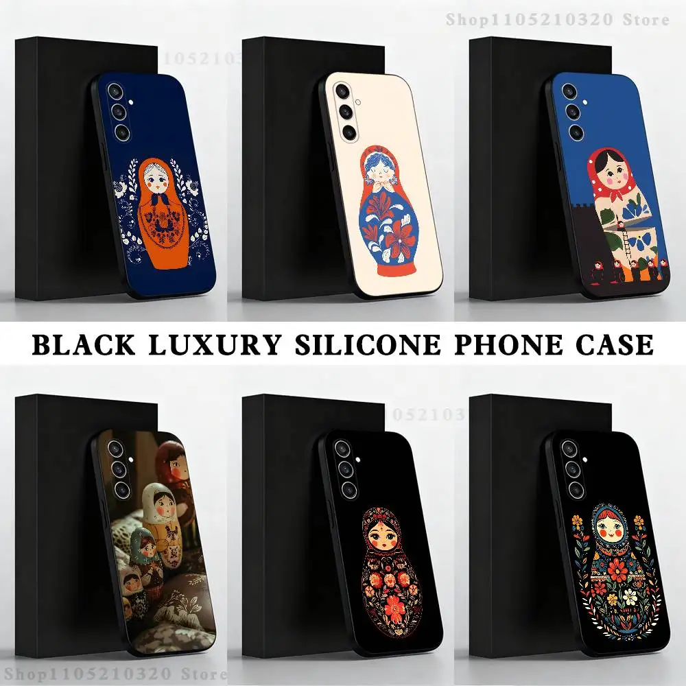 حافظة هاتف ماتريوشكا فنية روسية لهاتف سامسونج S 25,24,23,22,30,21,10,9,Ultra,Plus,Lite,FE,4,5G حافظة ناعمة سوداء #1