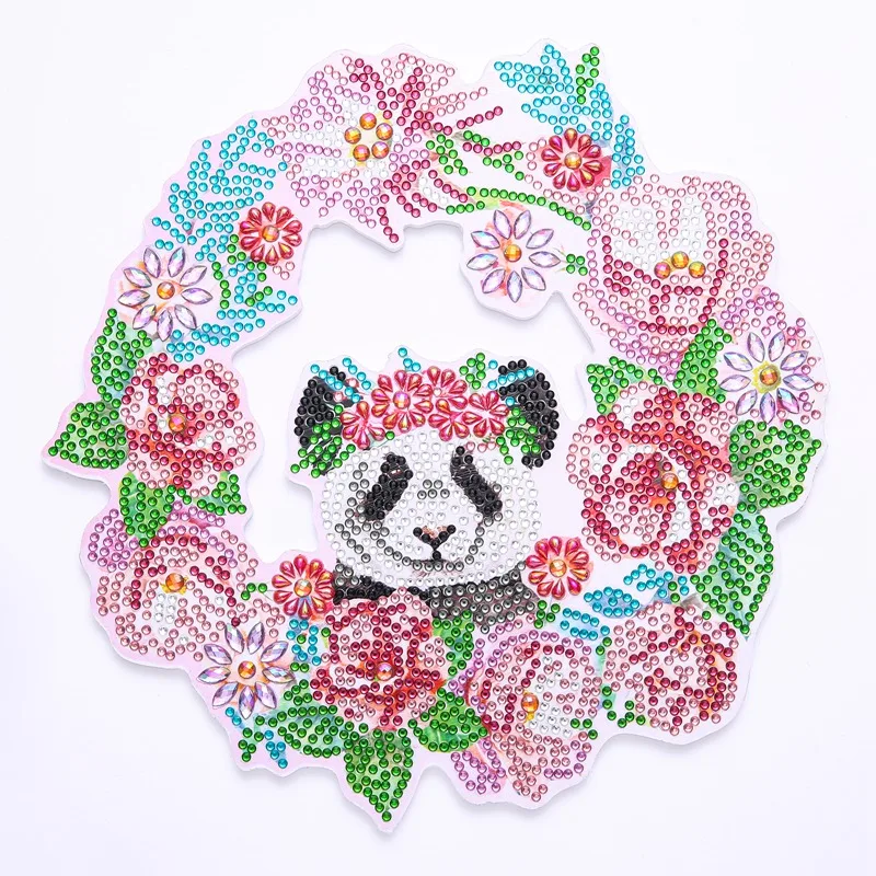 

Panda 5D Diamond Painting Art Kits Panda Wreath DIY Point Drill Painting For Adults Kids Beginners For Home Wall Decor