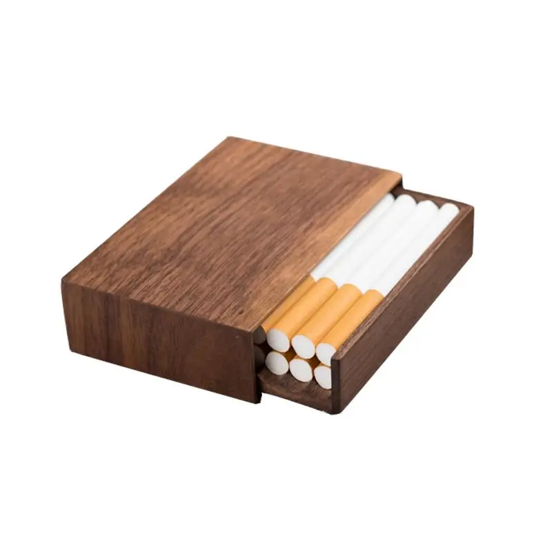 High-grade Wood Cigarette Box Production of Walnut/Cherry Built-in Magnet Thick 84mm Cigarette Case 14Pcs