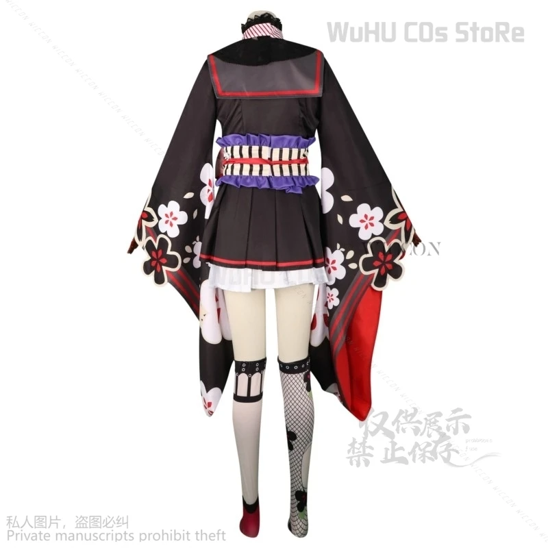 أزياء تنكرية للنساء بأرشيف أنيمي أزرق ، فستان كيمونو ، بدلة لطيفة ، قناع لوليتا ، شعر مستعار ، لعبة ، هالوين ، ملابس كرنفال