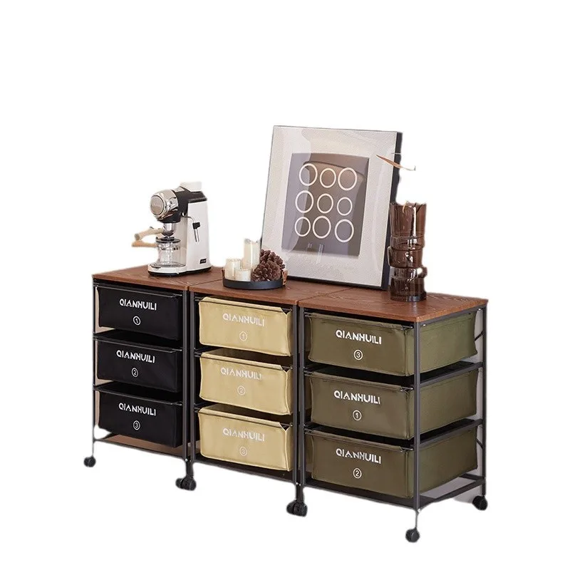 

Simple industrial style canvas drawer type storage cabinet mobile locker home furniture table finishing cabinet