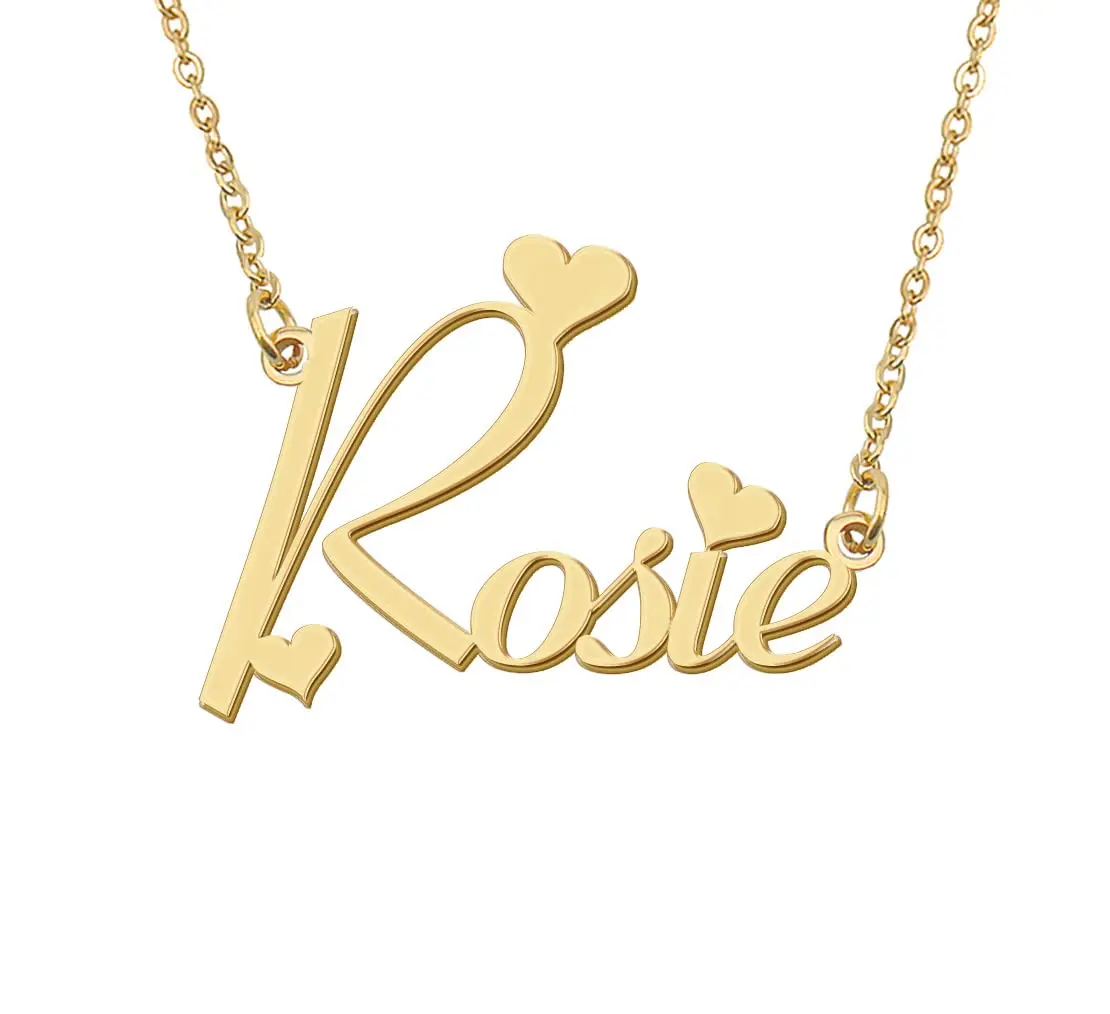 

Rosie Name Necklace Stainless Steel Gold-Plated Nameplate Pendant for Women Birthday Wedding Christmas Mother Gift