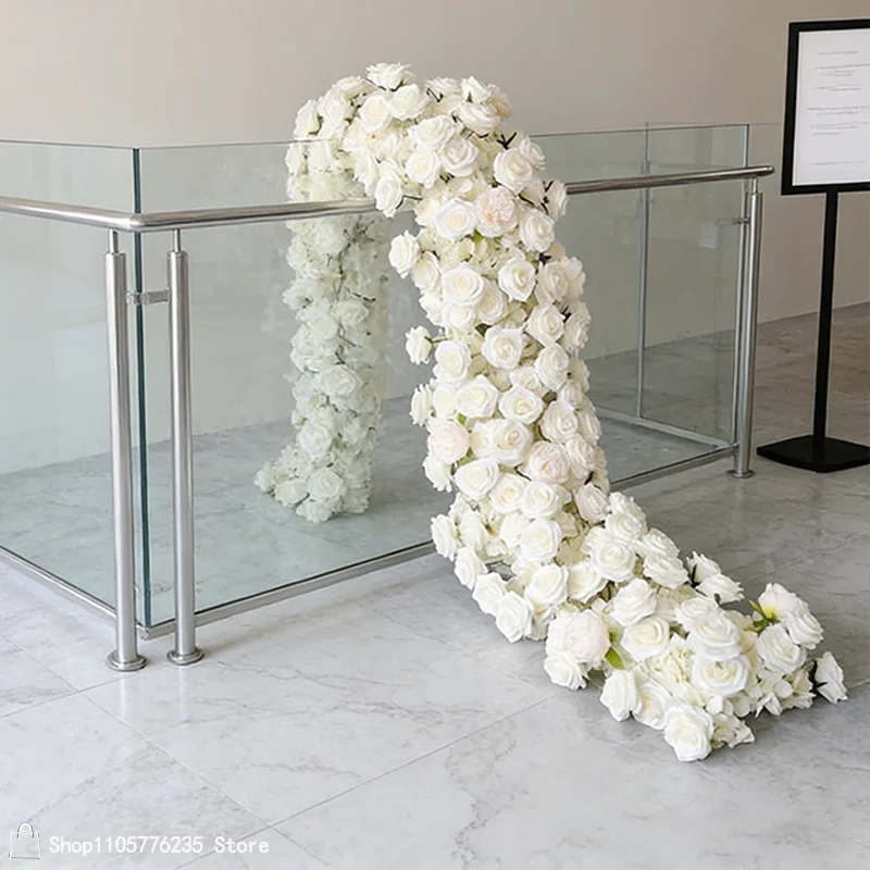 Künstliche rote Rosen Hochzeitsdekoration Tischdekorationen Lange Blumenreihe Sofa-Läufer Blumenarrangement Geburtstagsfeier Event-Requisiten – Detail 2