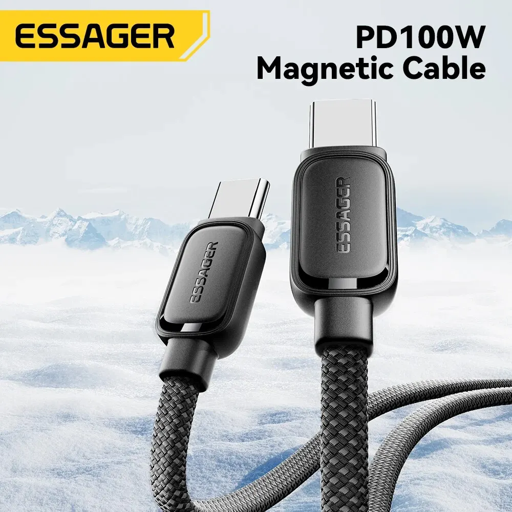 Essager PD 100W 60W Magnetic Suction Anti Winding Type C C to C Cable Fast Charge Cord Wire For Samsung Huawei Xiaomi Lenovo