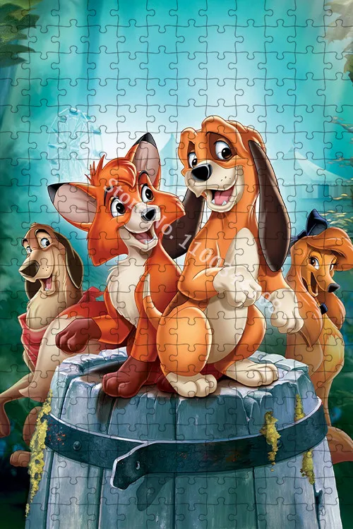 Disney The Fox and The Hound Jigsaw Puzzles 300/500/1000 Pieces Assembling Picture Puzzles Toys for Adults Children Kids Games