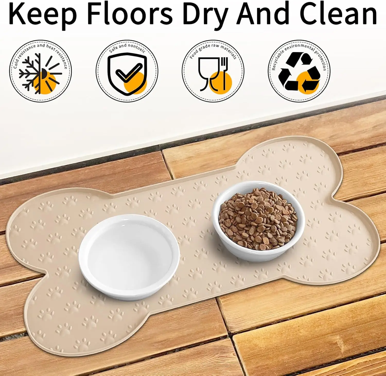 Anti-Slip Silicone Dog & Cat Feeding Mat – Waterproof Pet Bowl Mat with Raised Edge