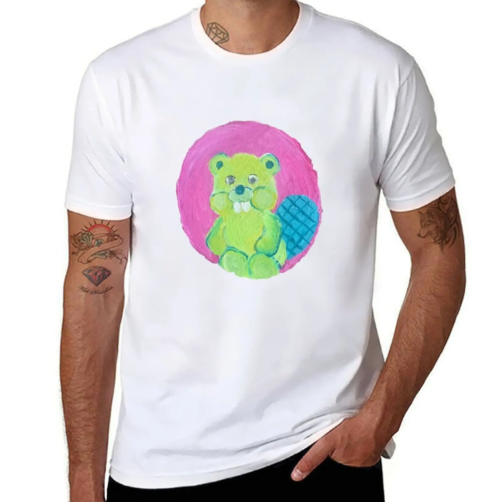 

Lime Green Beaver T-Shirt men t shirt cotton 100% man t shirt summer T-Shirt