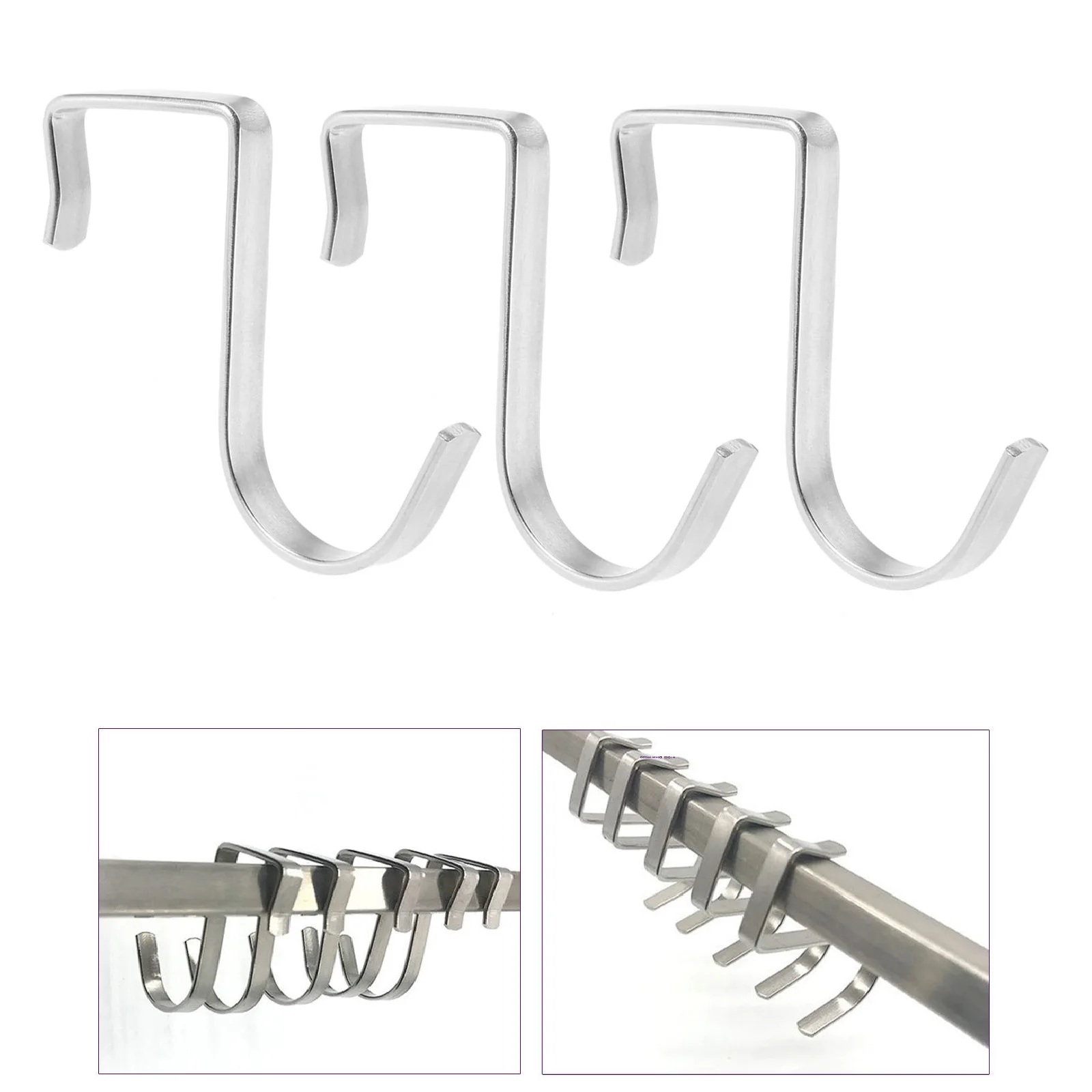 20/10/5pcs Metal S-shaped Hanging Hooks Square Flat Hanger Double Head Rod Holding Sundries Home Kitchen Bathroom Organizer Tool