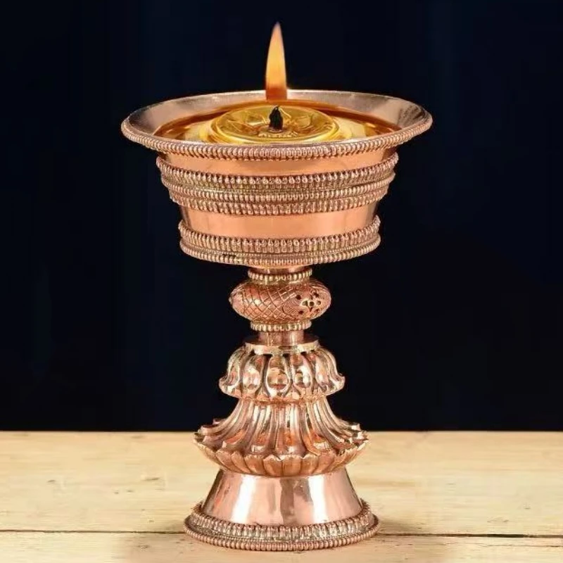 

Handcrafted Nepal Red Copper Butter Lamp Tibetan Candle Holder,Engraving Hammer Lamp Holder Cup,Buddhist Item Altars Candlestick