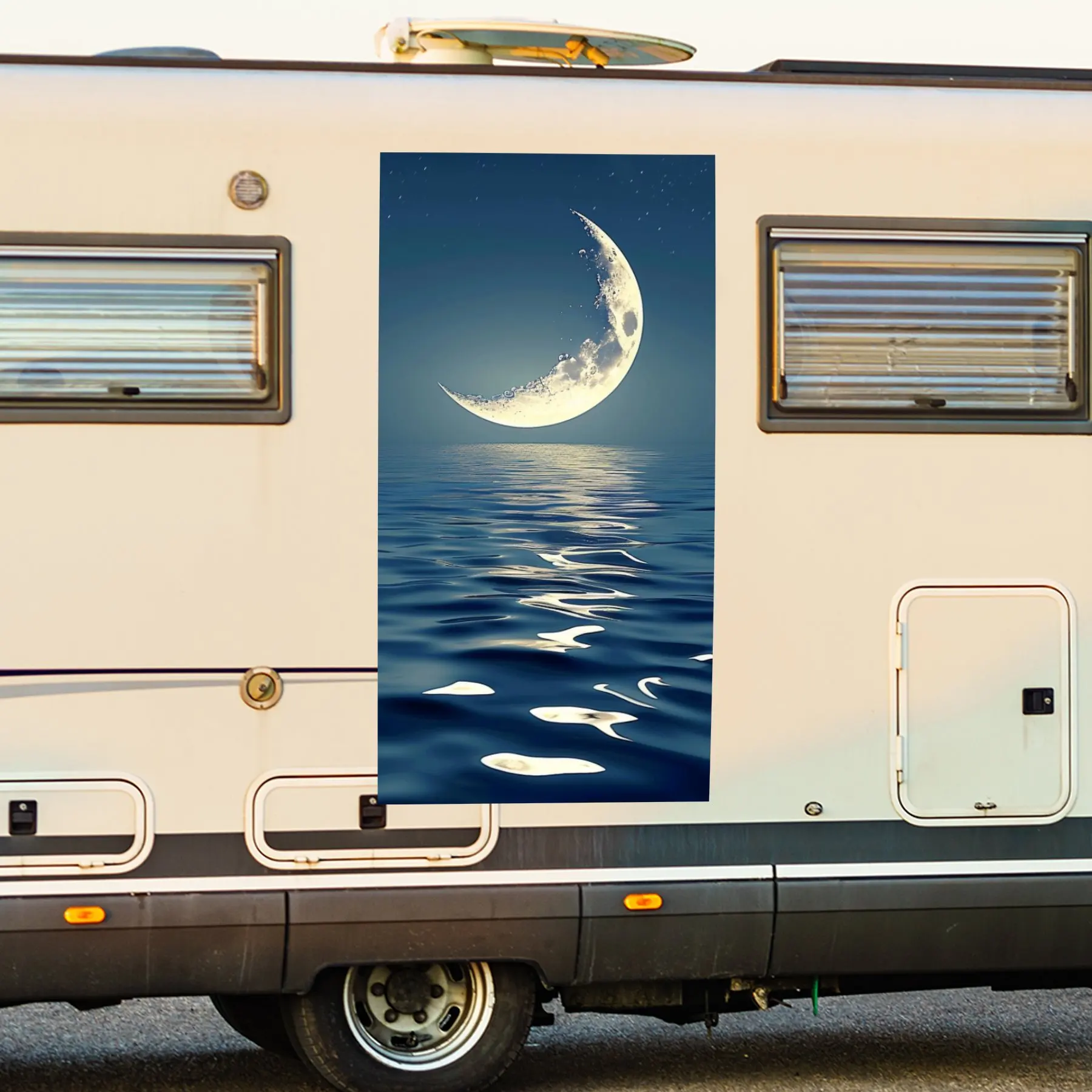 

Автомобильная наклейка Serene Moon Water, виниловая наклейка на сторону моторики дома, водонепроницаемая самоклеящаяся виниловая наклейка на сторону т.