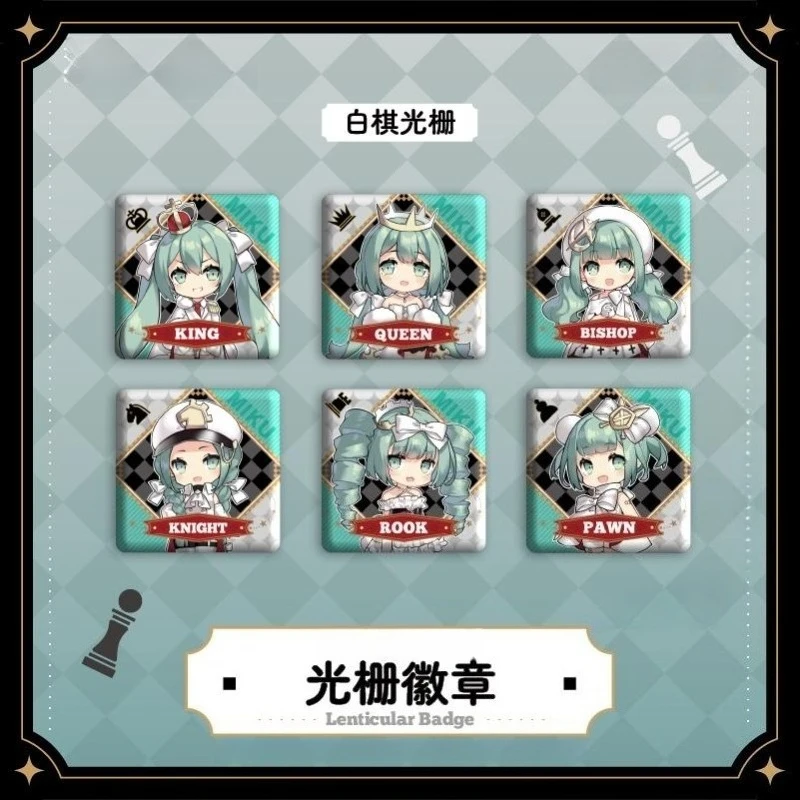 

Серия Hatsune Miku Chess, линзочный значок, квадратная булавка, милый тематический коллекционный предмет аниме для кнопки, значок, подарок для друзей, фанатов