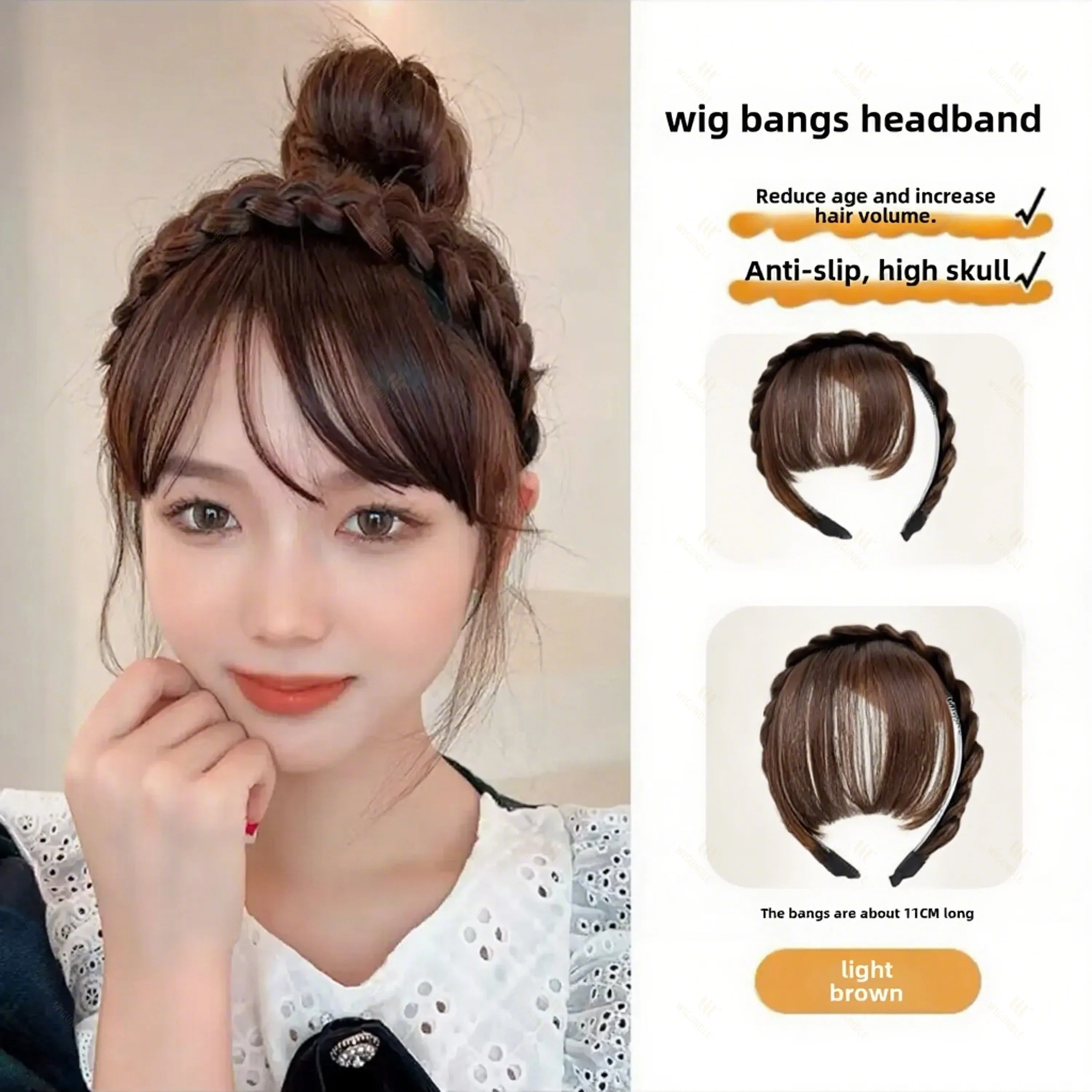 

Wig Bangs Headband Synthetic Bangs Hair Extension Fake Fringe Natural Hair Clip on Hairpieces for Women Invisible Natural Clip